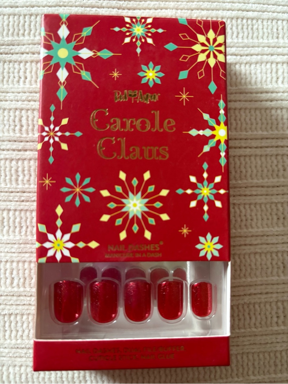 New Red Aspen Press On Nails Clause Sparkly Red